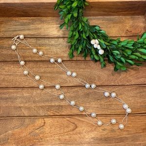 Sterling Silver Faux Pearl beaded wrap necklace